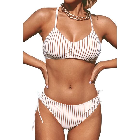 2 Piece Bikini Set with Braided Back Reversible Bottoms - Picture 1 of 7